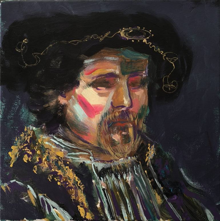 Original Pop CultureCelebrity Painting by Antigoni Tziora  Expressionism Art on Canvas  Rembrandt