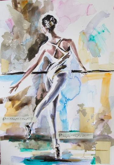 Emphasis III- Ballerina Watercolor Painting thumb