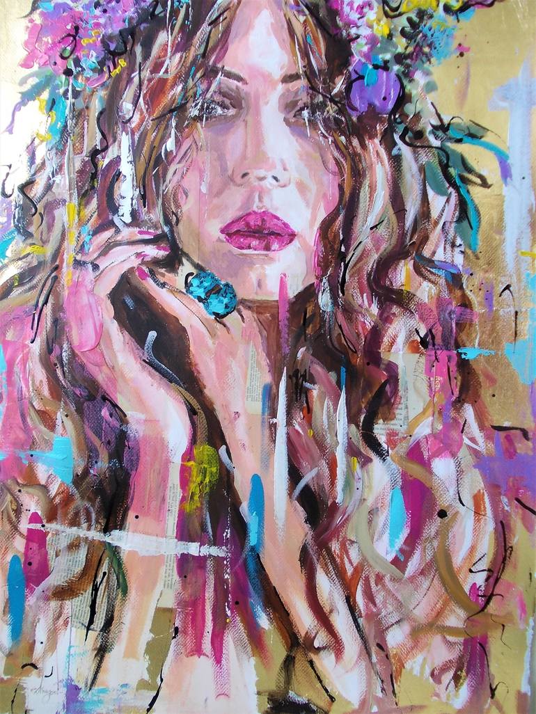 Original Abstract Portrait Painting by Antigoni Tziora