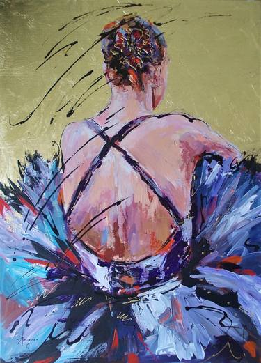 Resting Moment 5-Ballerina painting on canvas. thumb