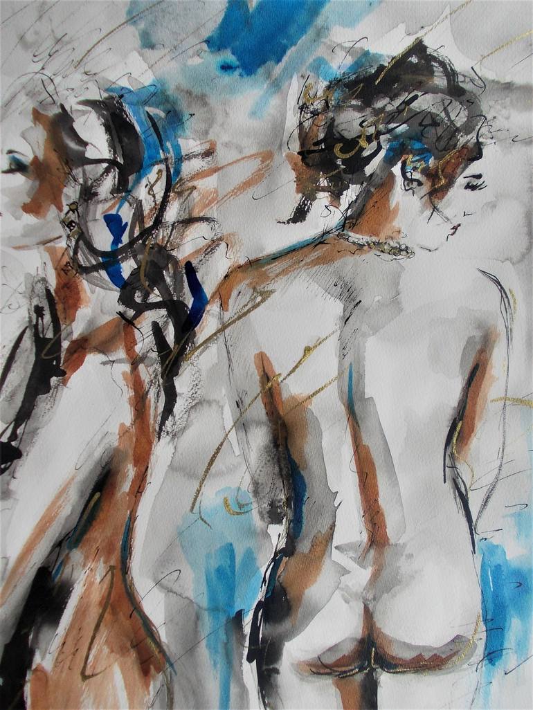 Original Abstract Nude Drawing by Antigoni Tziora