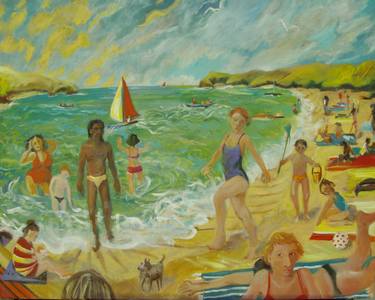 Print of Figurative Beach Paintings by Bea Jones