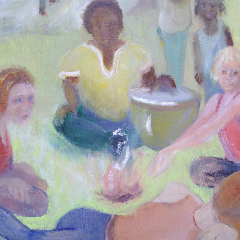 Original Expressionism People Painting by Bea Jones