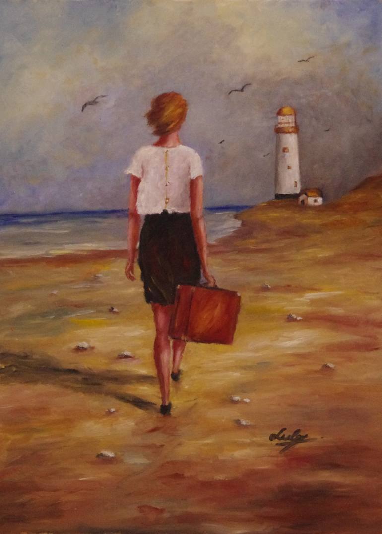 Lighthouse Girl Painting by Lubjana Baci Saatchi Art