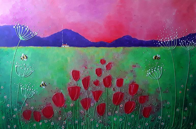 Original Modern Floral Painting by Angie Livingstone