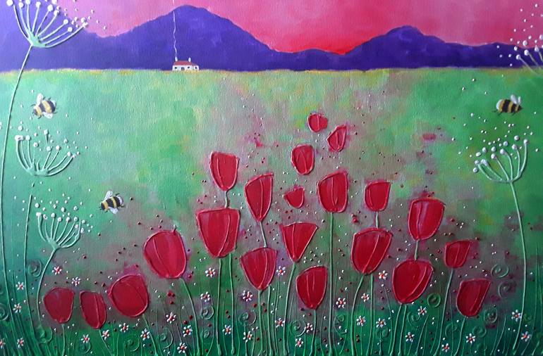 Original Modern Floral Painting by Angie Livingstone