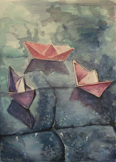 Print of Boat Paintings by Victoria Freydin