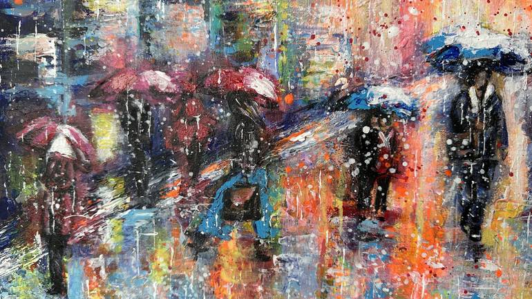 Original Abstract Cities Painting by Misty Lady