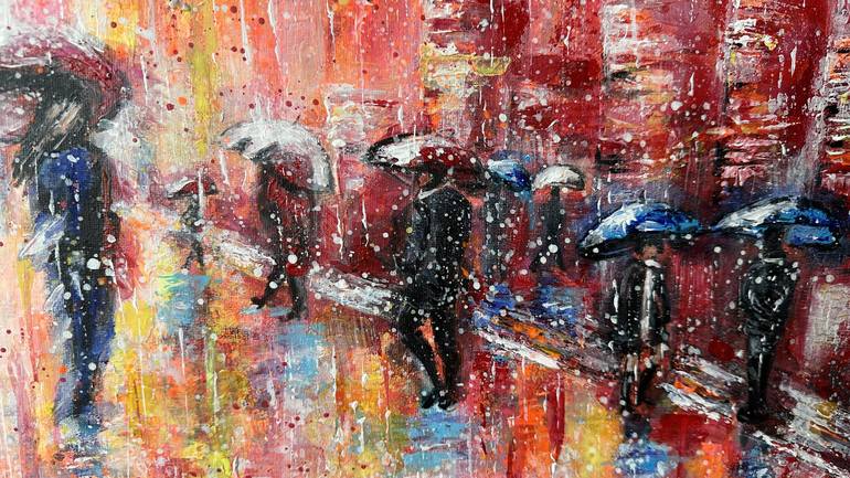 Original Abstract Cities Painting by Misty Lady