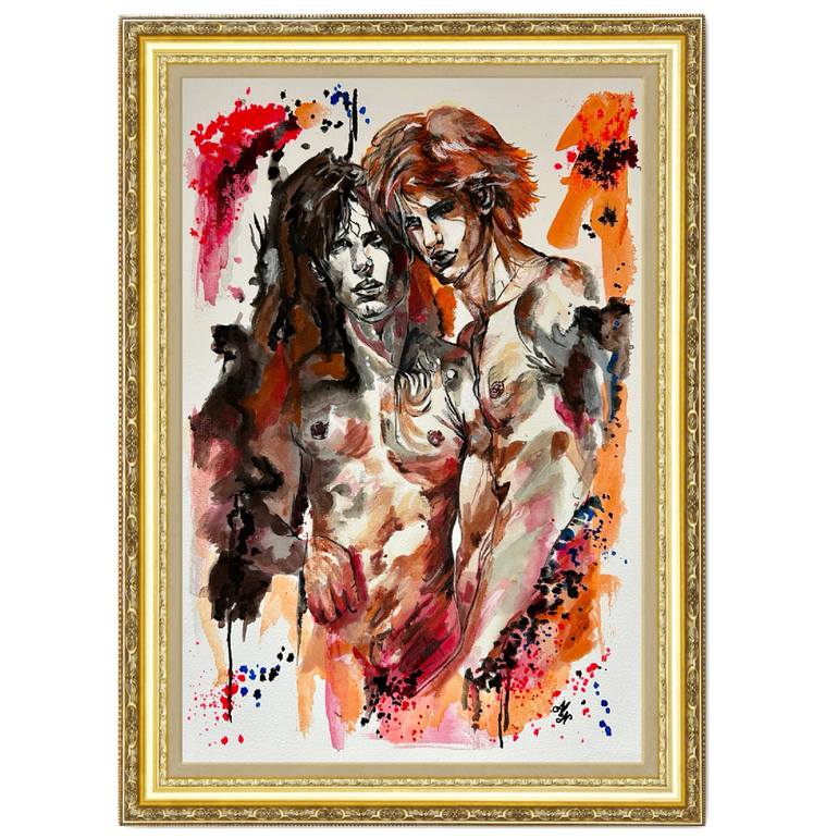 Original Abstract Men Painting by Misty Lady