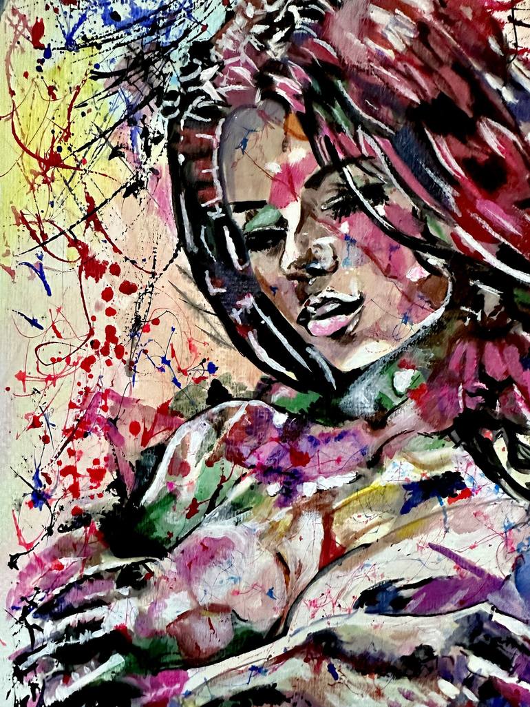 Original Abstract Portrait Painting by Misty Lady