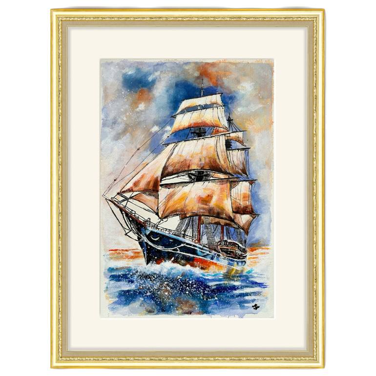 Original Sailboat Painting by Misty Lady