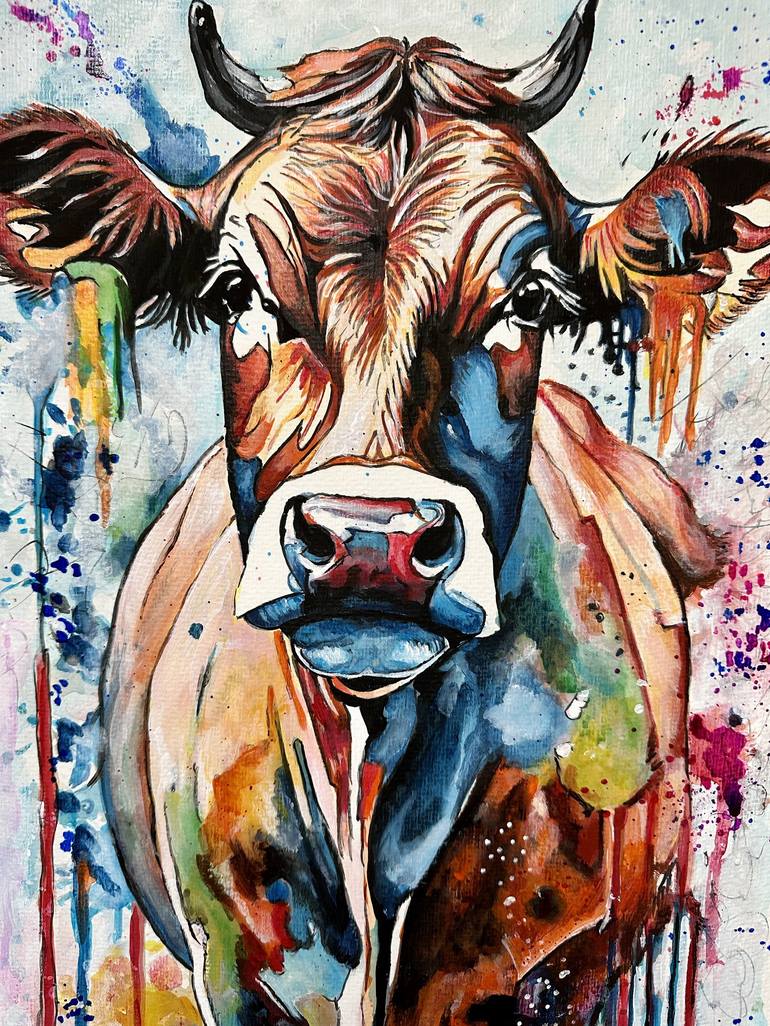 Original Abstract Cows Painting by Misty Lady