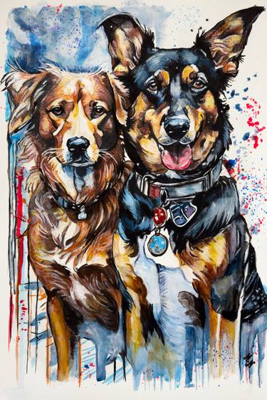 Print of Fine Art Dogs Paintings by Misty Lady