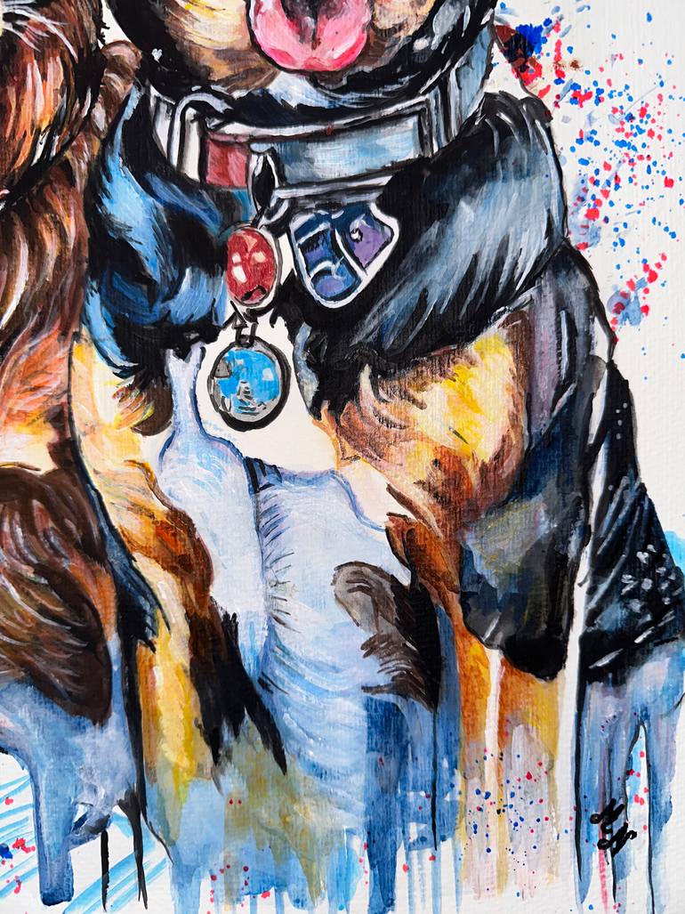 Original Contemporary Dogs Painting by Misty Lady