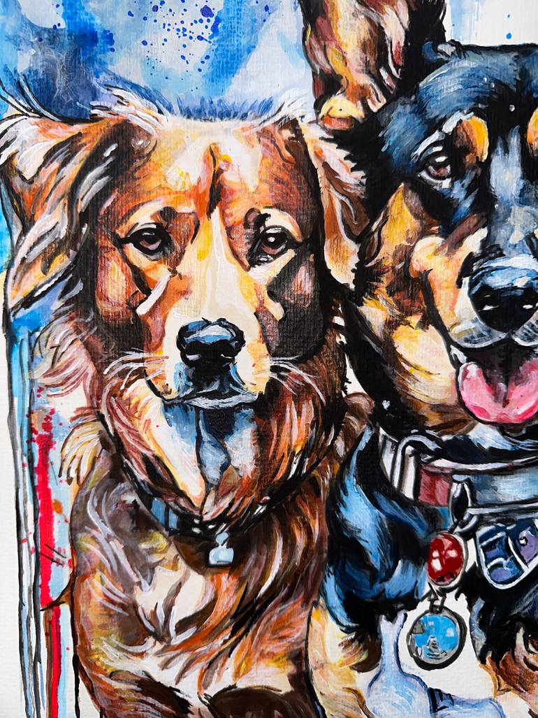 Original Contemporary Dogs Painting by Misty Lady