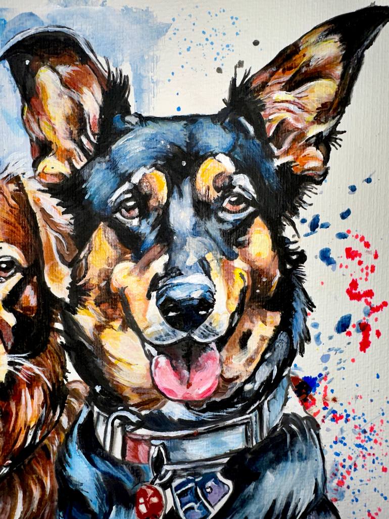 Original Contemporary Dogs Painting by Misty Lady