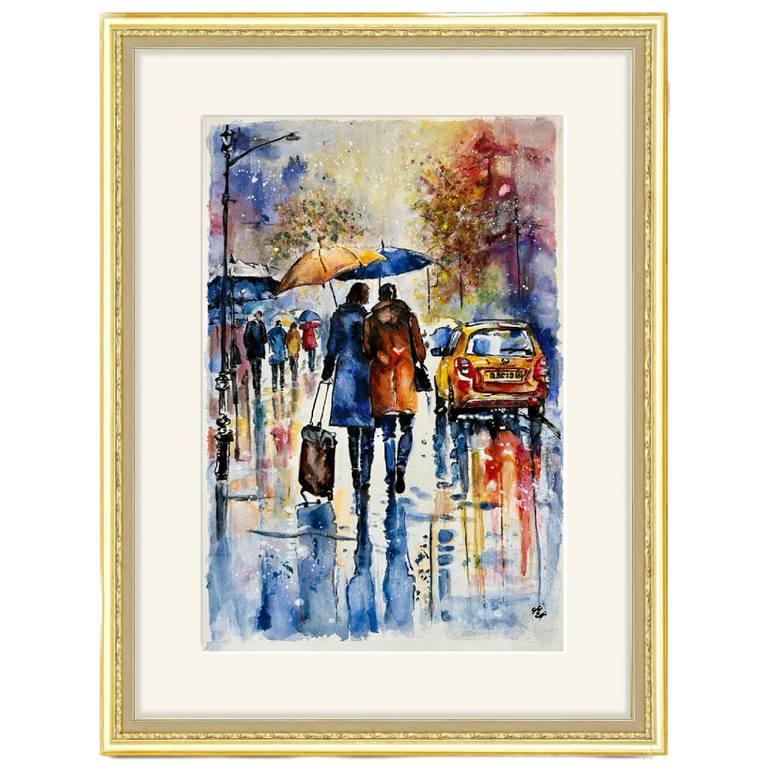 Original Impressionism Cities Painting by Misty Lady