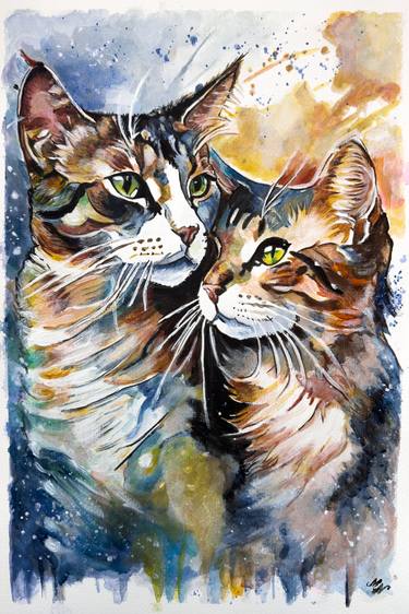 Original Abstract Cats Paintings by Misty Lady