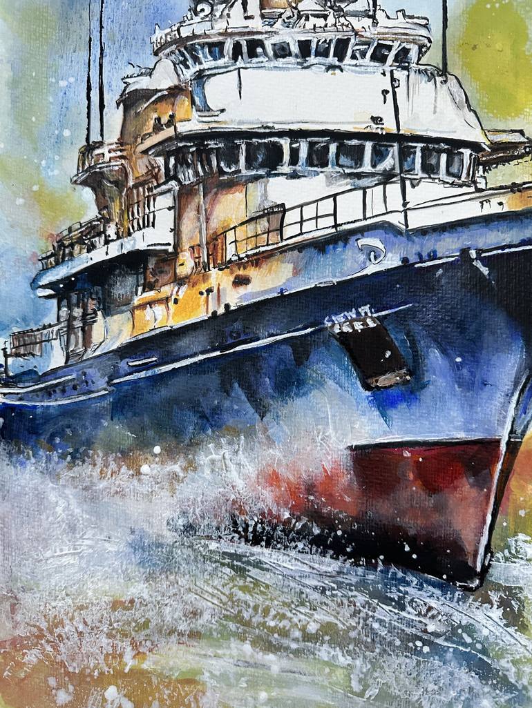 Original Fine Art Ship Painting by Misty Lady