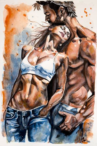 Original Figurative Love Paintings by Misty Lady