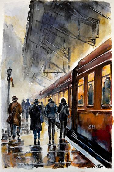 Print of Impressionism Train Paintings by Misty Lady