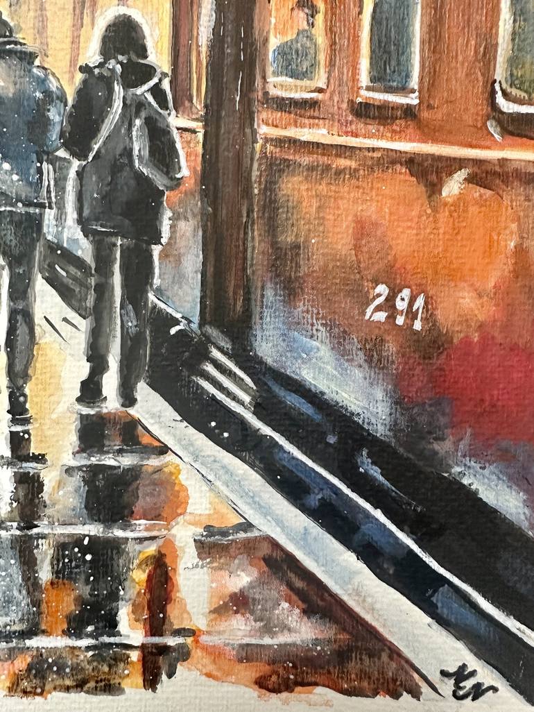 Original Train Painting by Misty Lady