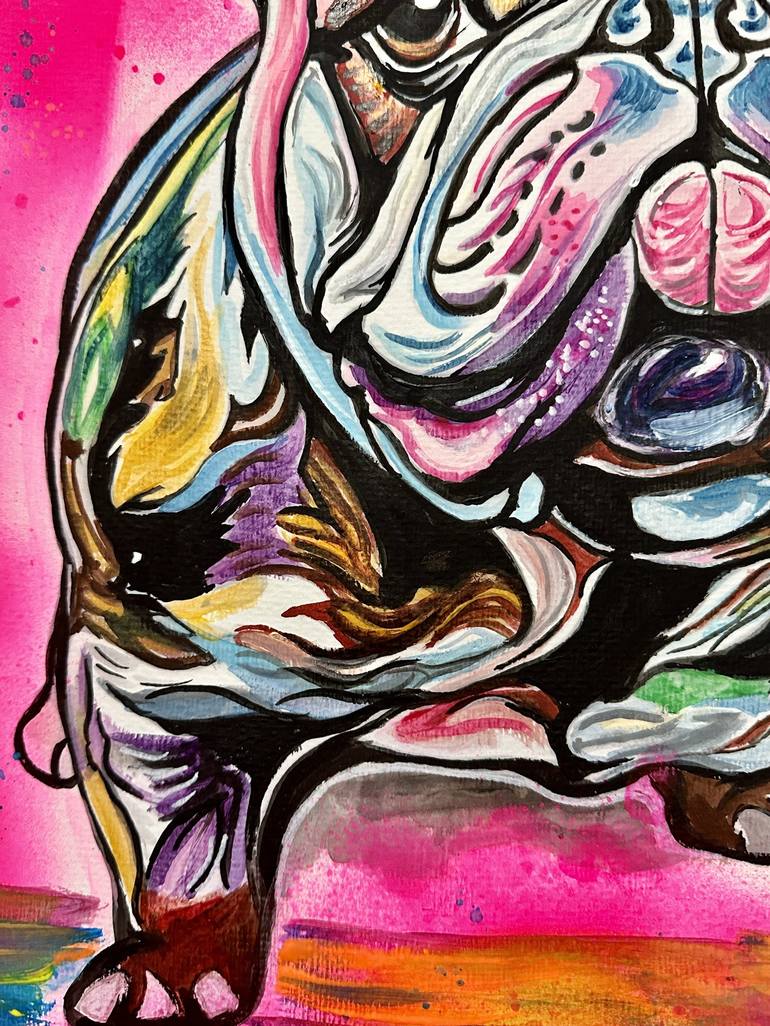 Original Figurative Dogs Painting by Misty Lady