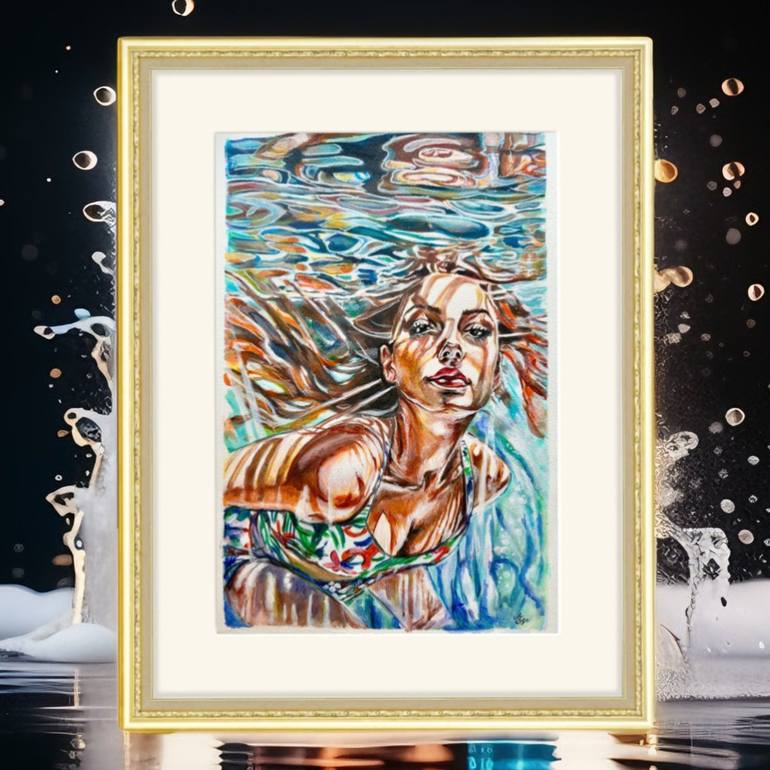 Original Impressionism Water Painting by Misty Lady