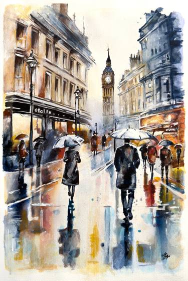 Original Impressionism Cities Paintings by Misty Lady