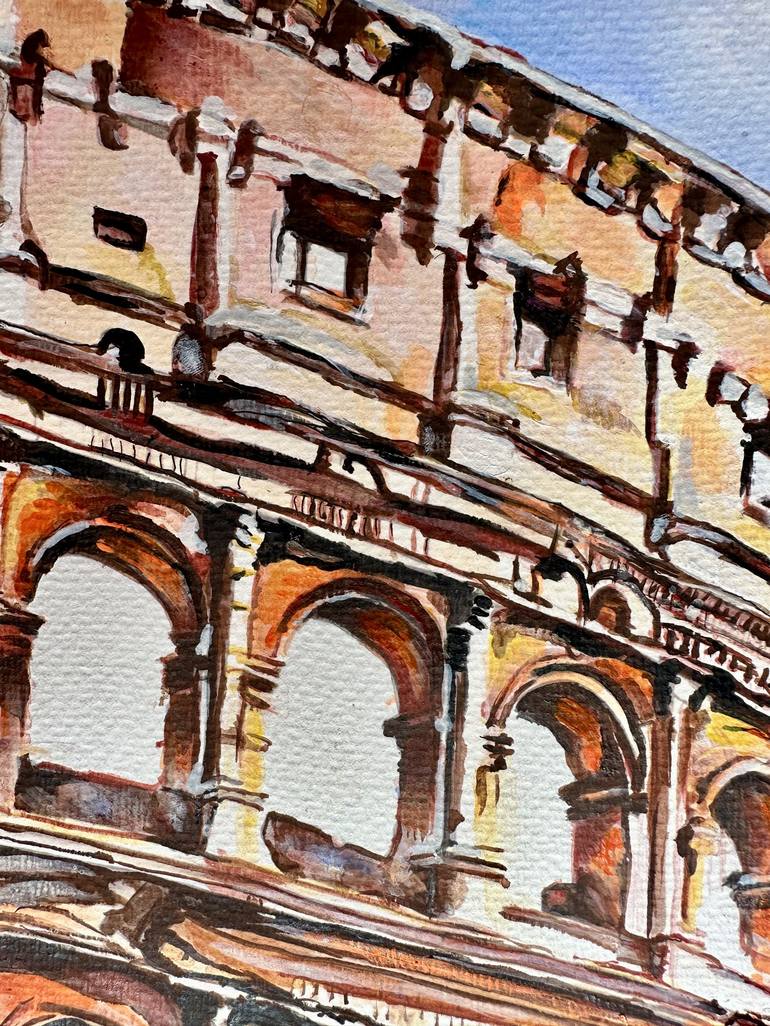 Original Impressionism Architecture Painting by Misty Lady