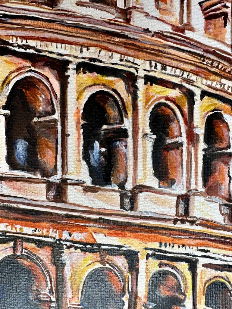 Original Impressionism Architecture Painting by Misty Lady