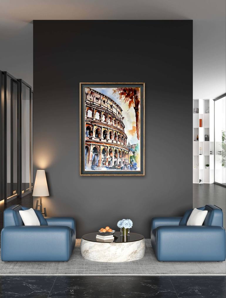 Original Impressionism Architecture Painting by Misty Lady