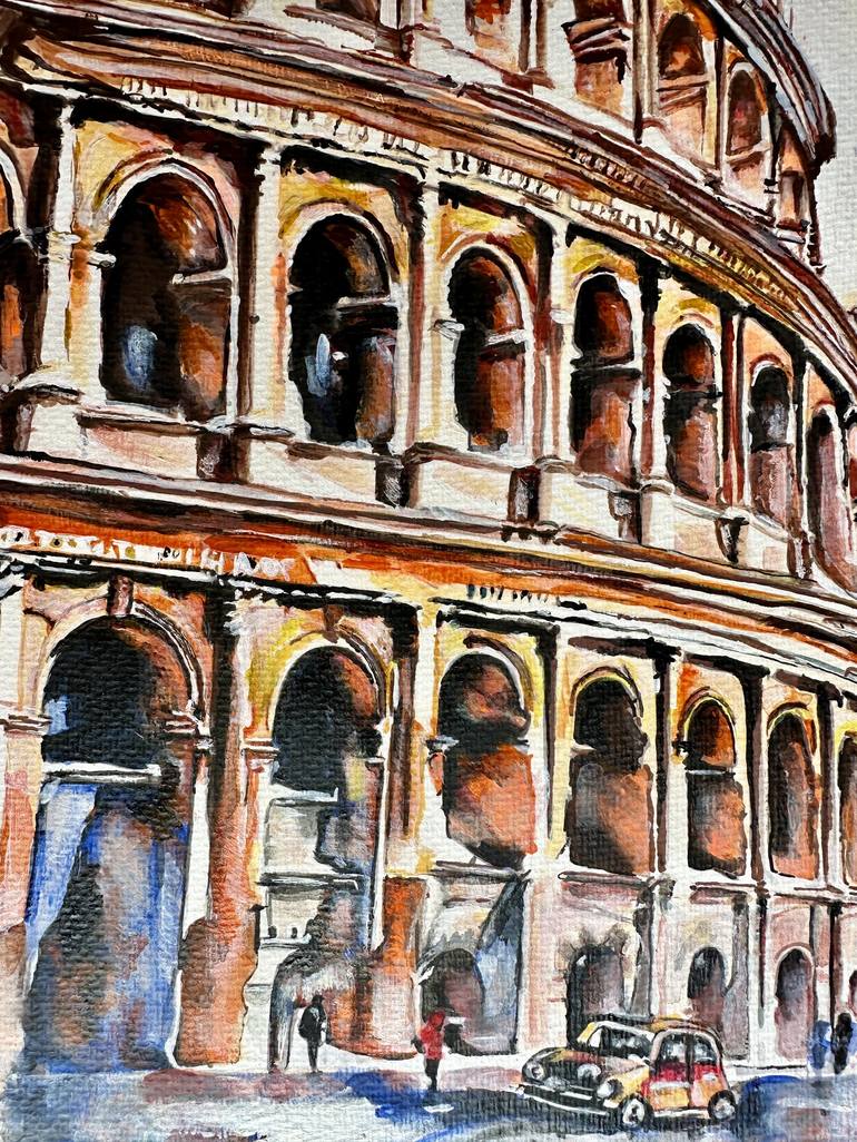 Original Impressionism Architecture Painting by Misty Lady