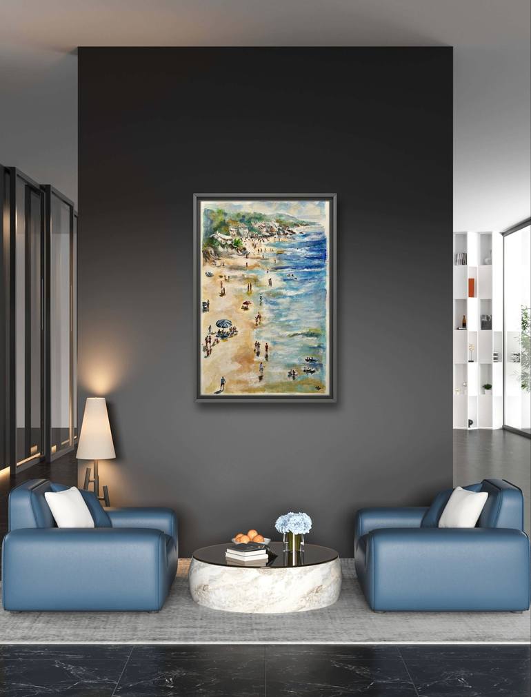 Original Impressionism Beach Painting by Misty Lady