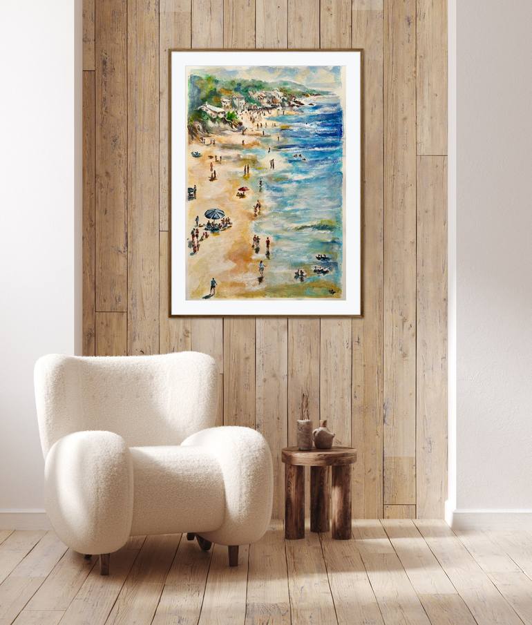 Original Impressionism Beach Painting by Misty Lady