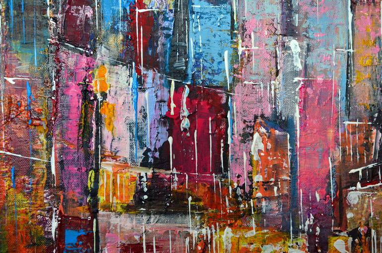 Original Abstract Cities Painting by Misty Lady