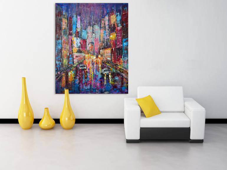 Original Abstract Cities Painting by Misty Lady