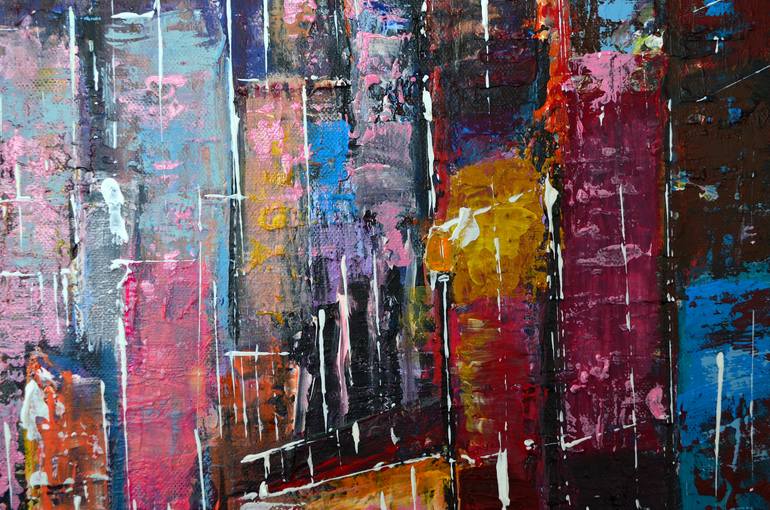 Original Abstract Cities Painting by Misty Lady