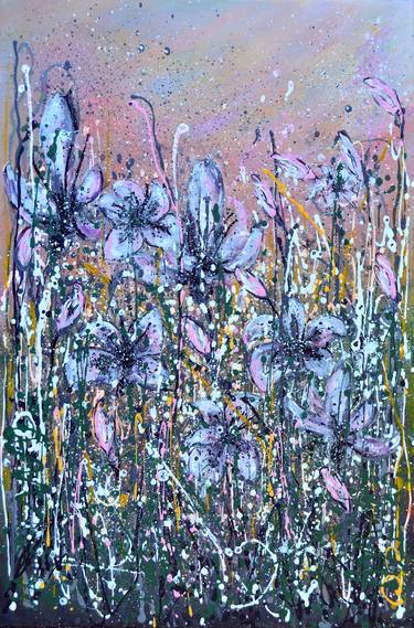Original Abstract Floral Paintings by Misty Lady