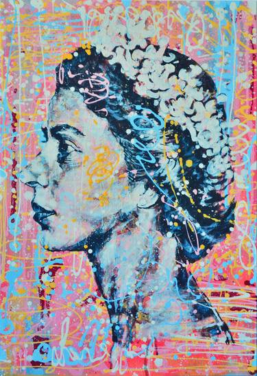 Queen Elizabeth II - Collage Art on the Aquarella Fine art paper thumb