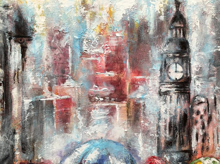 Original Abstract Cities Painting by Misty Lady