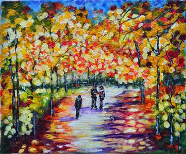 Sunny Day in the Park - Modern Impressionistic landscape thumb