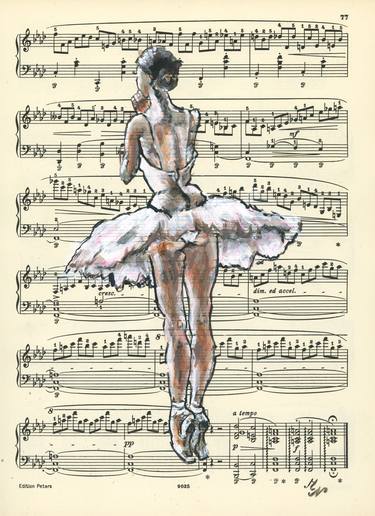 Framed ballerina I - Vintage Music Page thumb