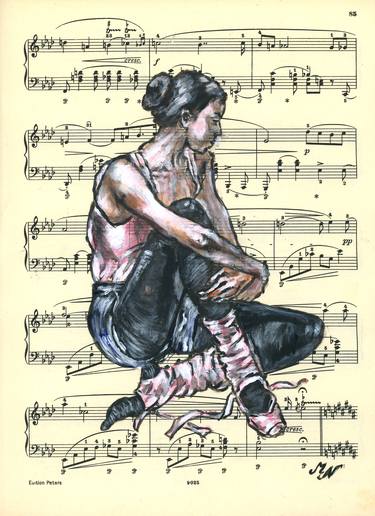 Framed ballerina XXI - Vintage Music Page thumb