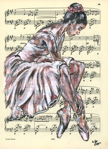 Framed ballerina XXII - Vintage Music Page thumb