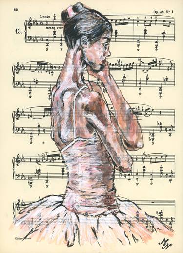 Framed ballerina XXIV - Vintage Music Page thumb