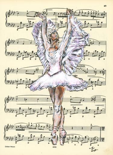 Framed ballerina XXXI- Vintage Music Page thumb