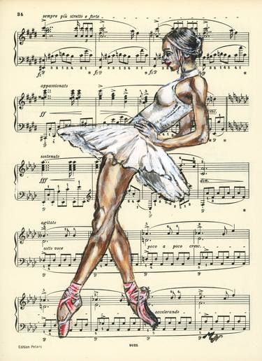Framed ballerina XXXVII- Vintage Music Page thumb