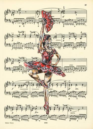 Framed ballerina XXXIX- Vintage Music Page thumb